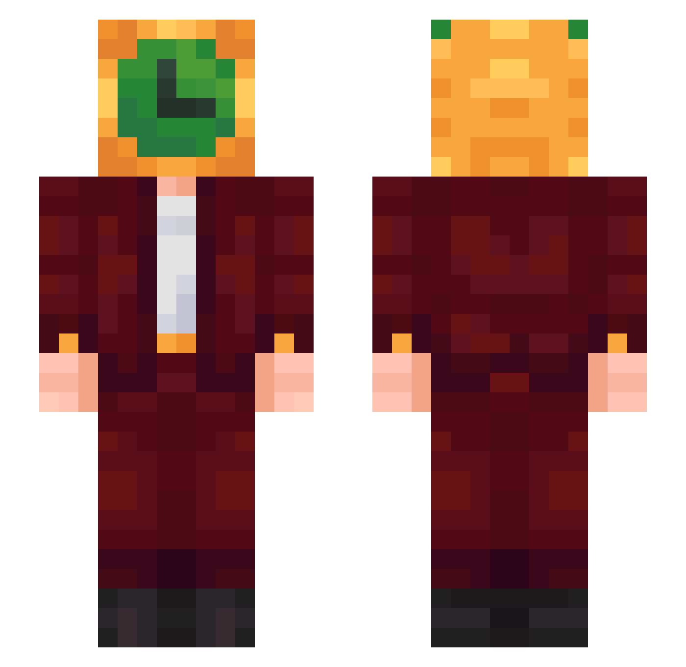 vabog Minecraft skin, front and back view