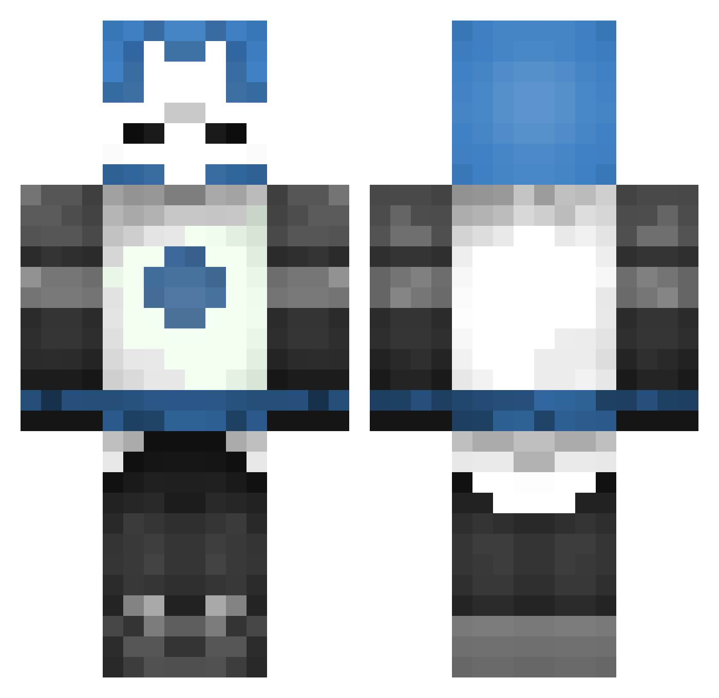 FishFacts Minecraft skin, front and back view