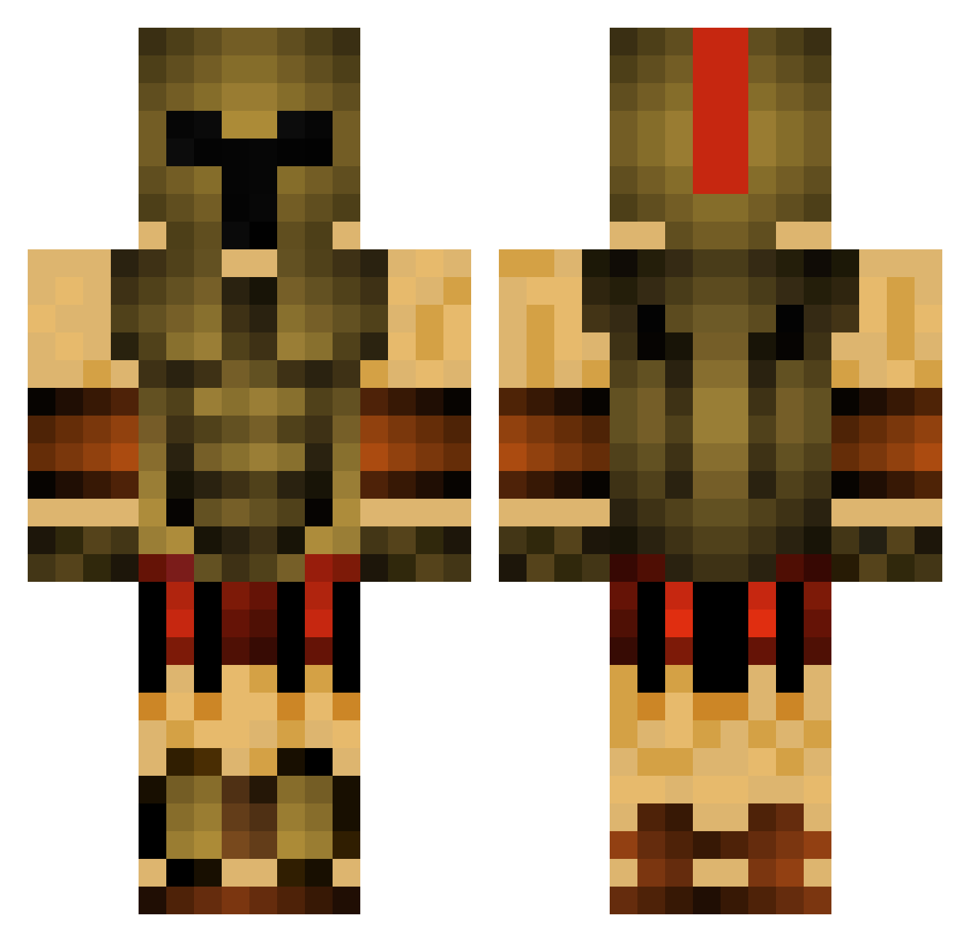Warrior57 Minecraft skin, front and back view