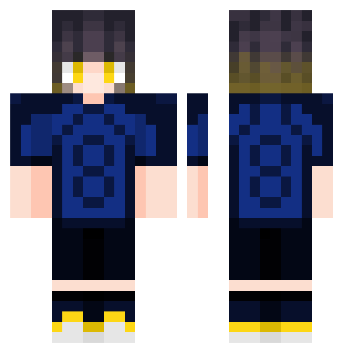 kyngzuhc Minecraft skin, front and back view