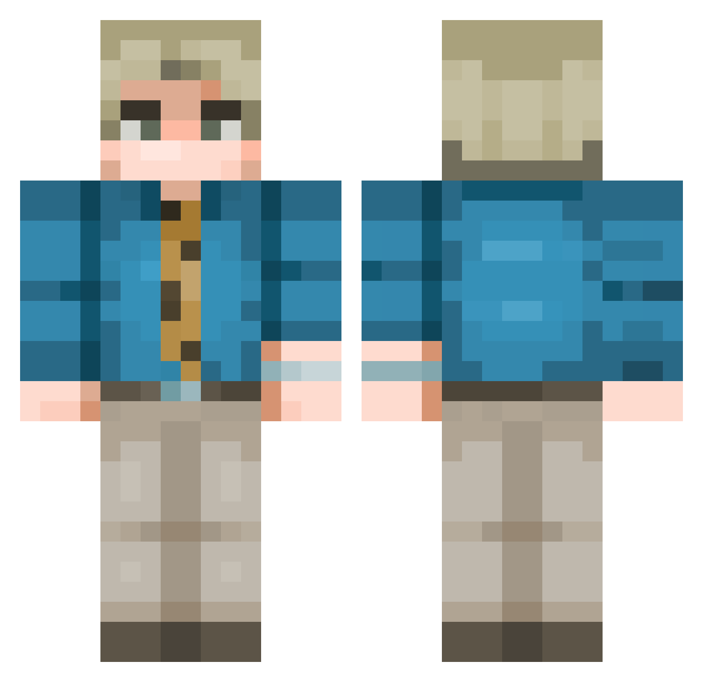 Toby2960 Minecraft skin, front and back view