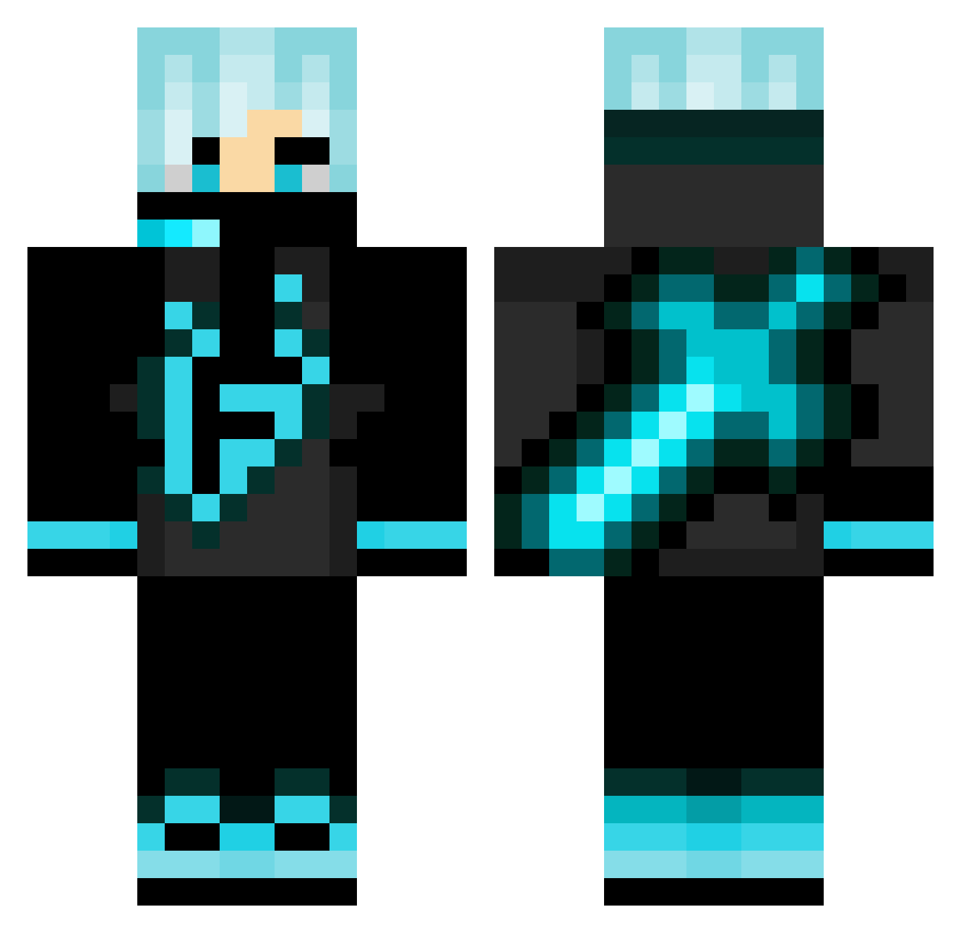 Jobuilder Minecraft skin, front and back view