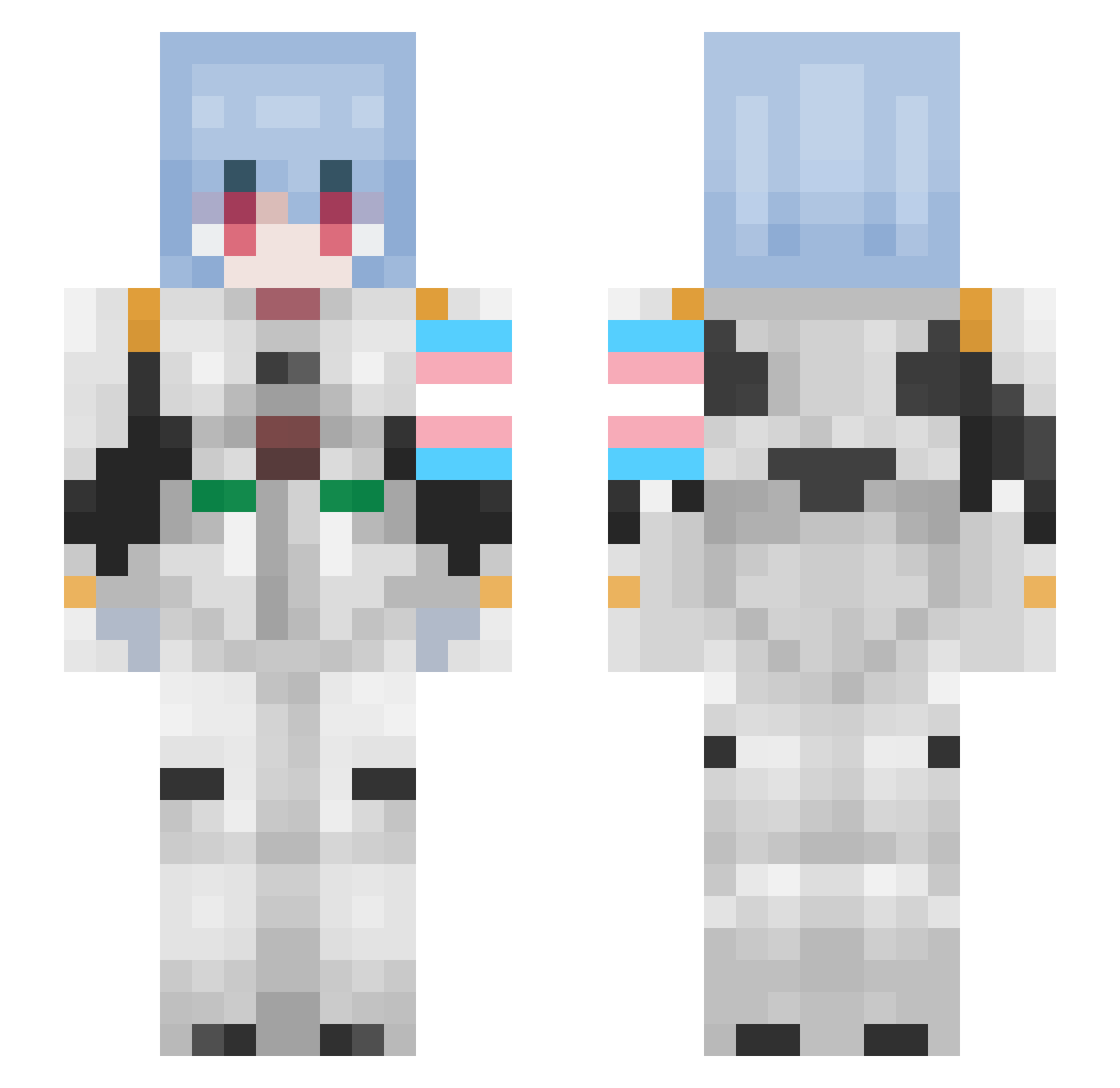Pierceisgone Minecraft skin, front and back view