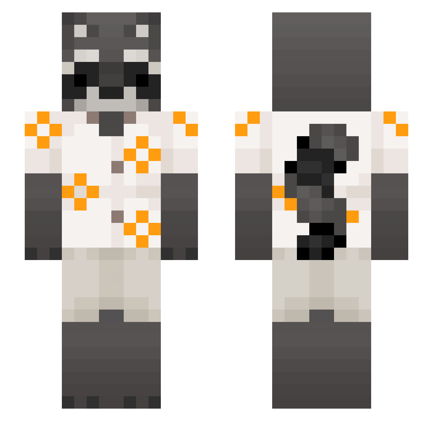 lutein Minecraft skin, front and back view