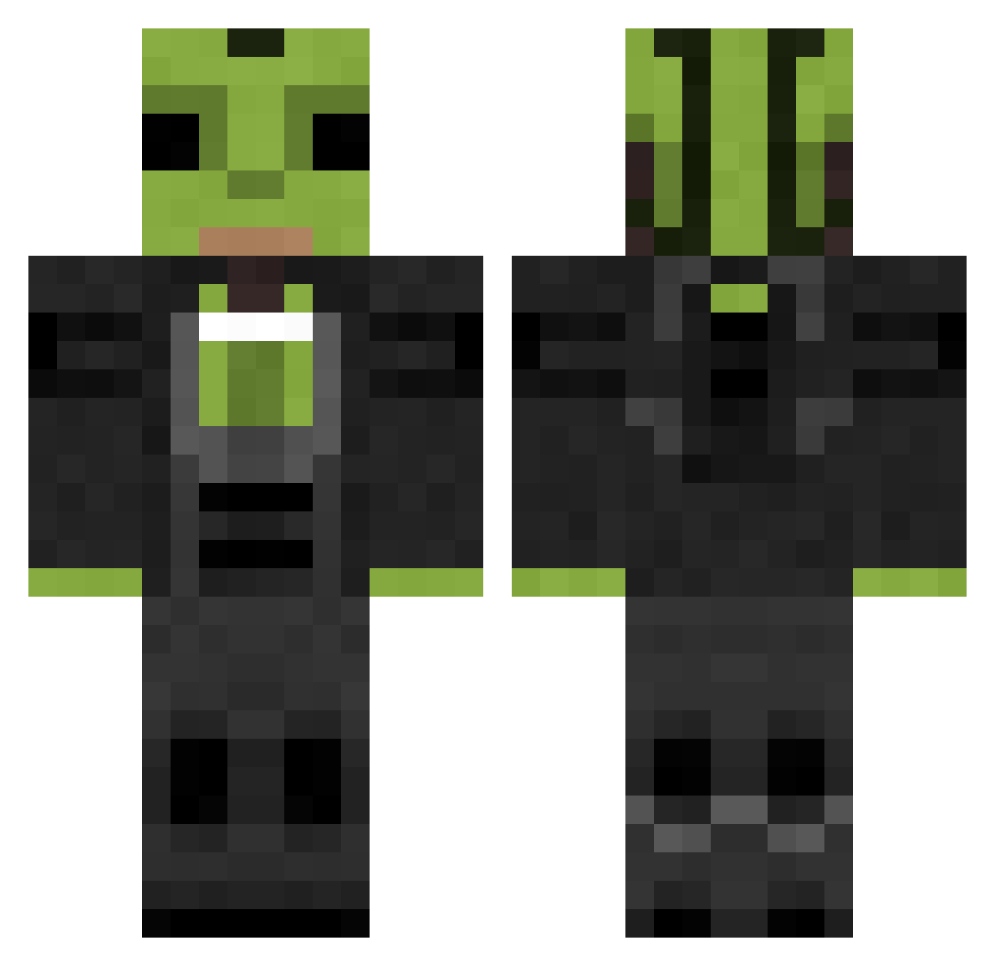 Prediluvian Minecraft skin, front and back view