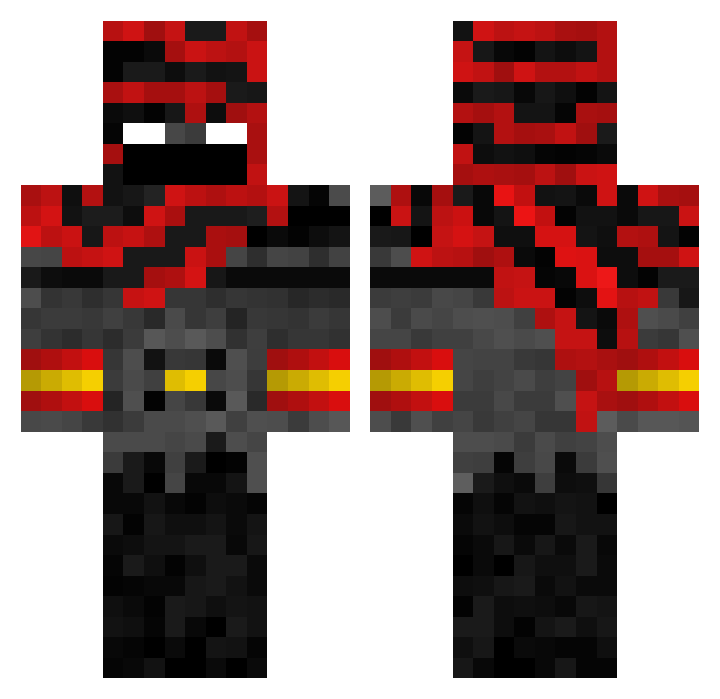 Refilming Minecraft skin, front and back view