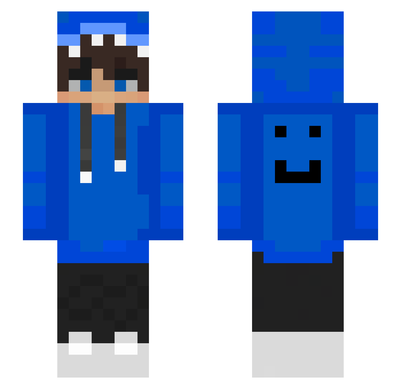 Riiuh Minecraft skin, front and back view