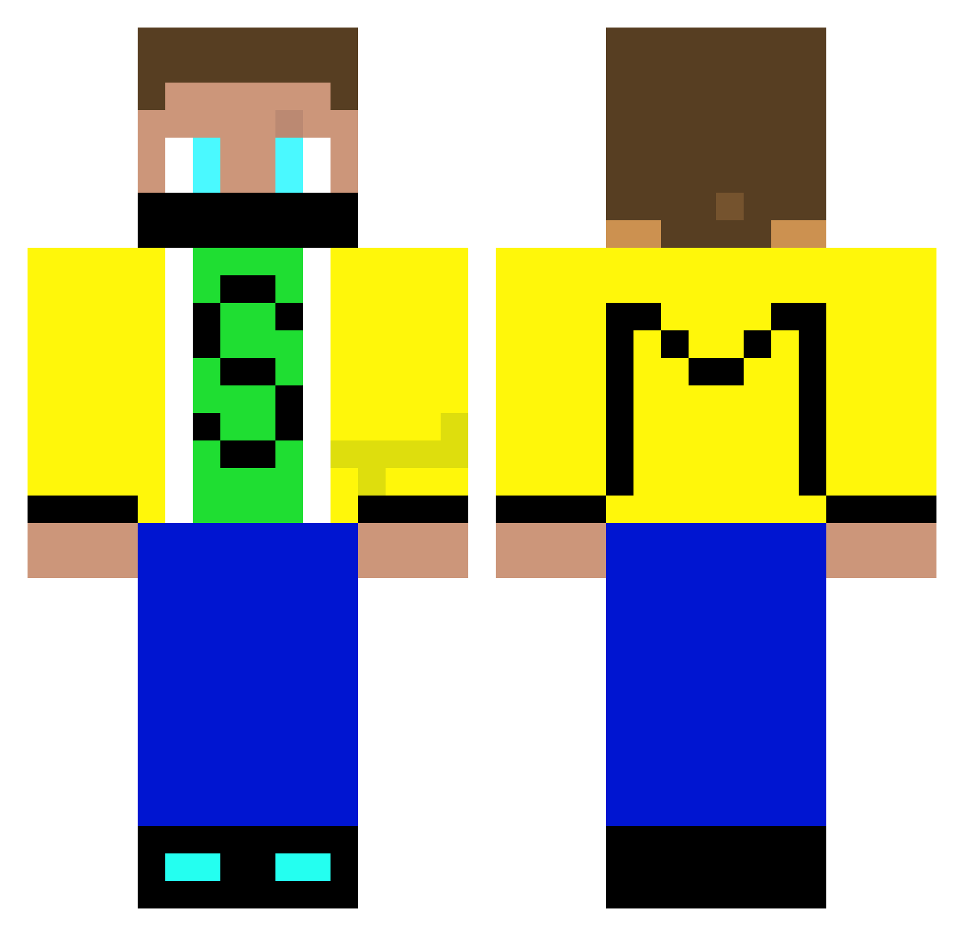 Reapllay Minecraft skin, front and back view