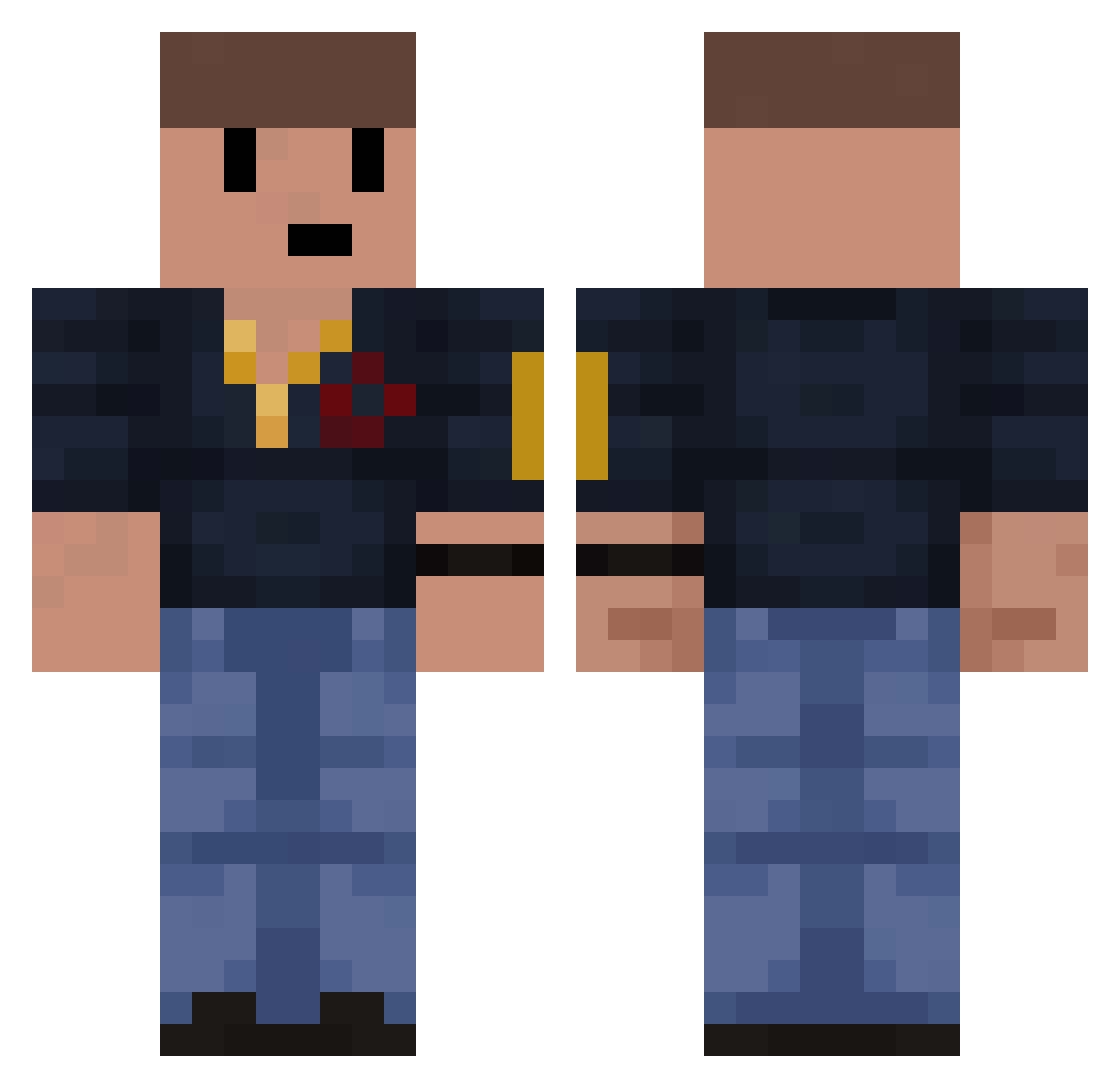 PowerVFlame Minecraft skin, front and back view