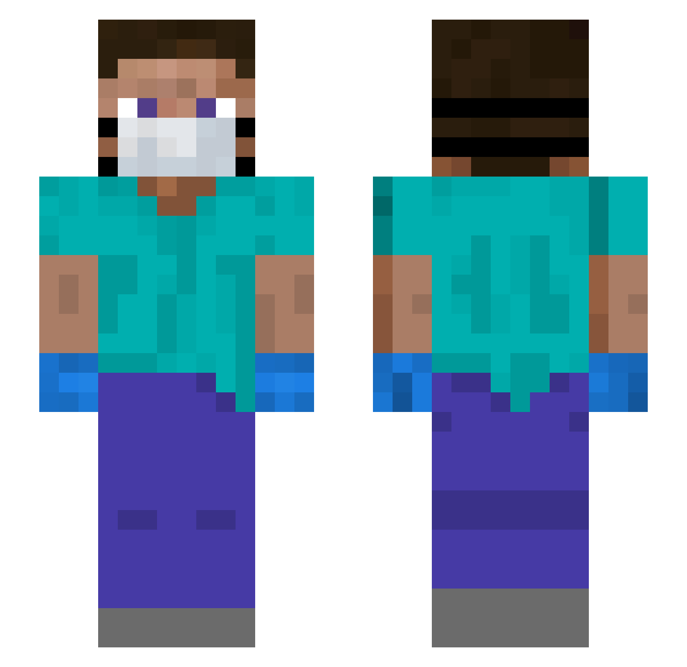 VexiiL Minecraft skin, front and back view