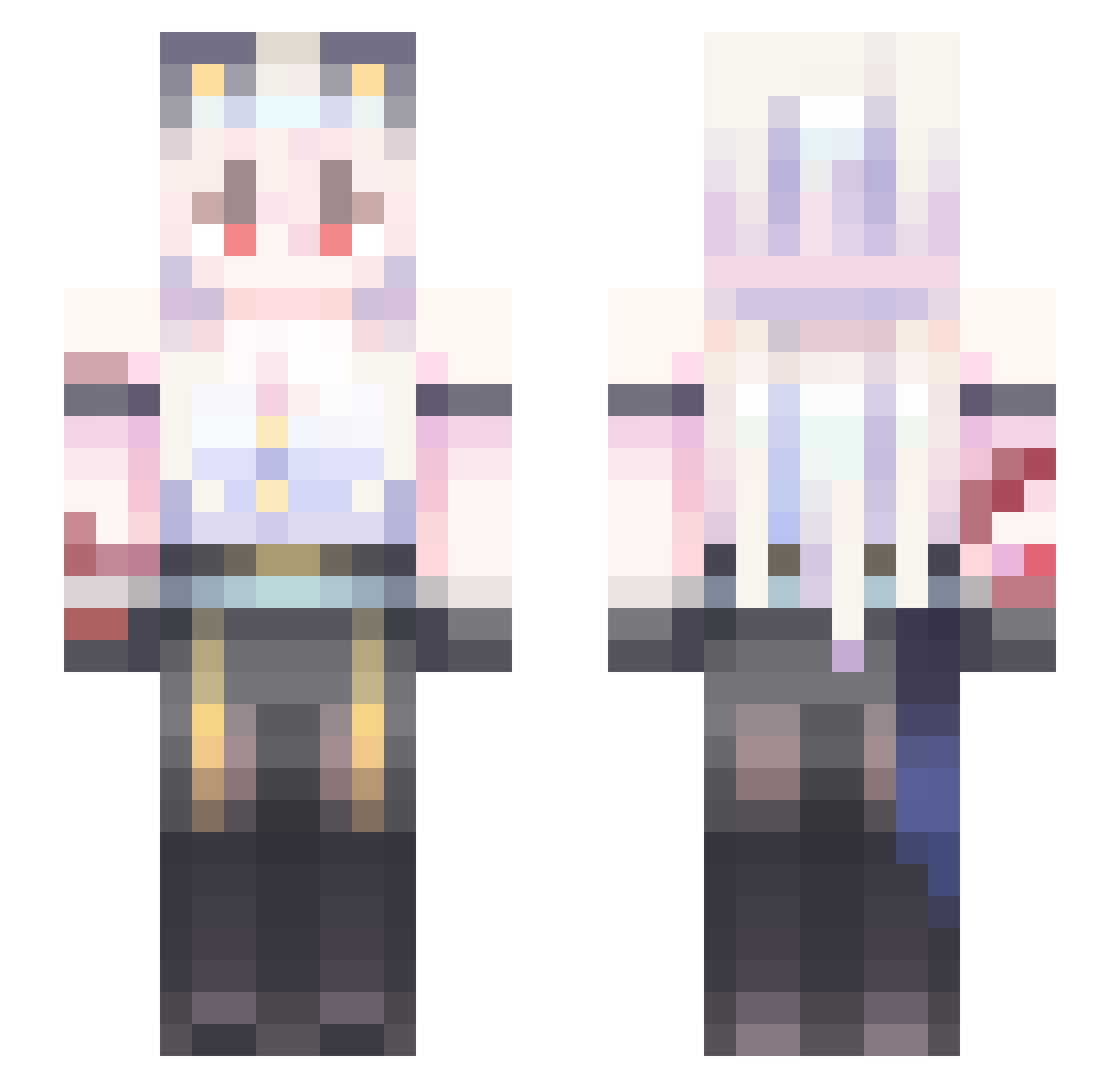 yuyukouo Minecraft skin, front and back view