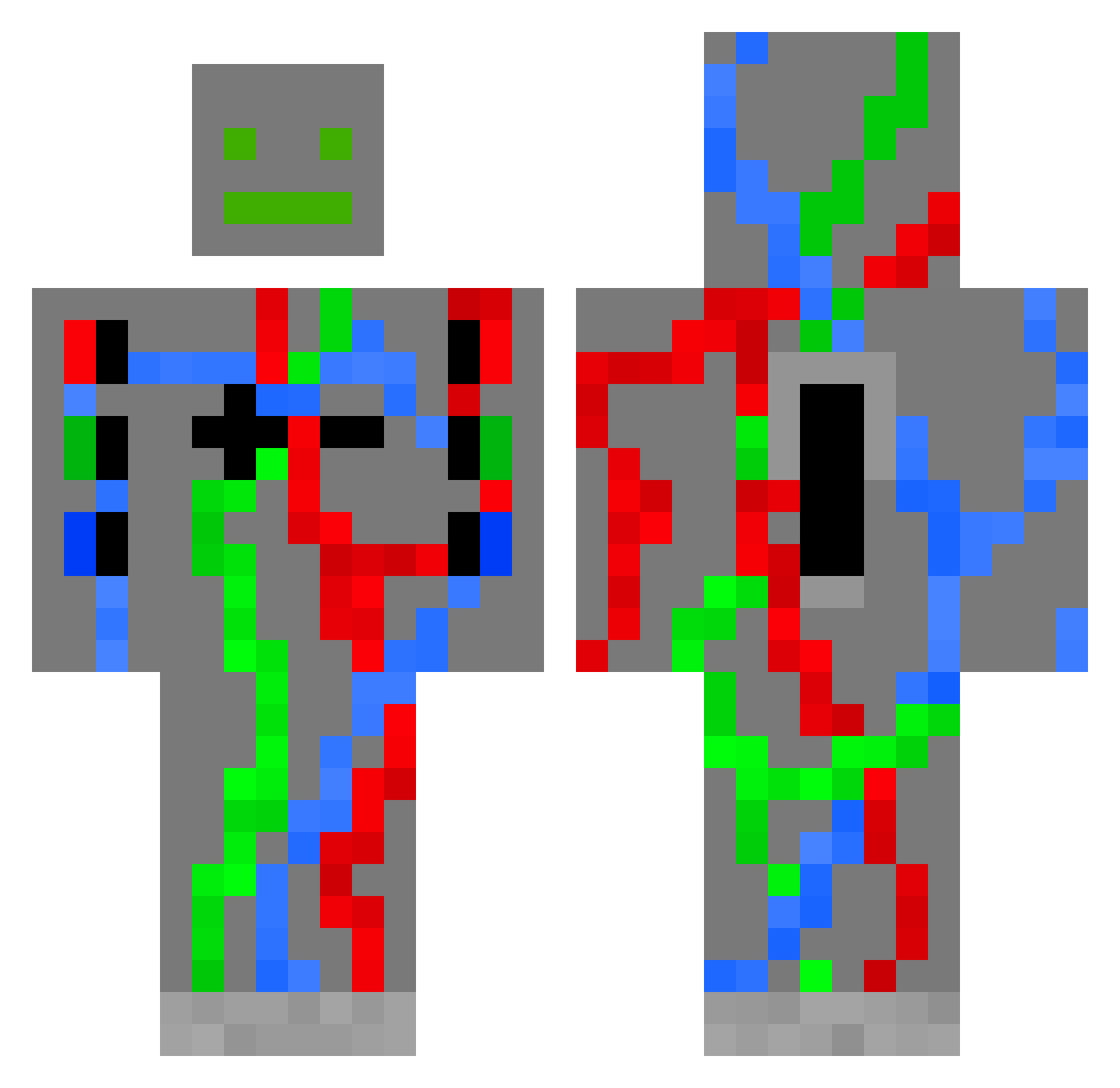 RetroCoder Minecraft skin, front and back view