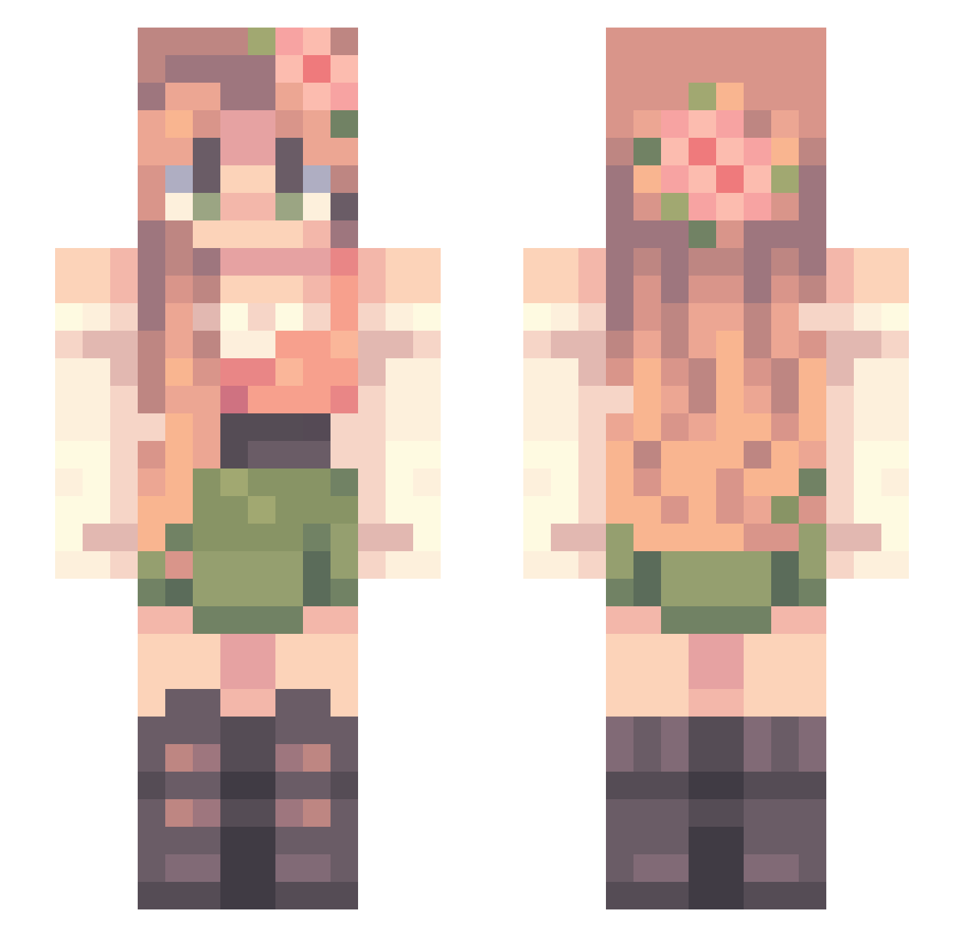 Tplass Minecraft skin, front and back view
