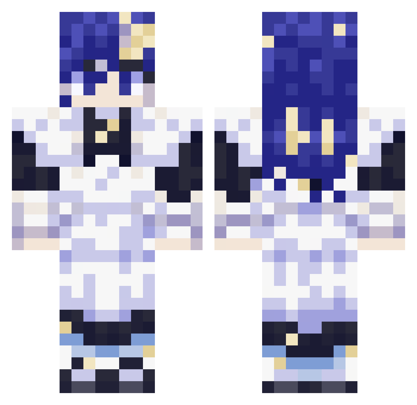 Ikisat Minecraft skin, front and back view
