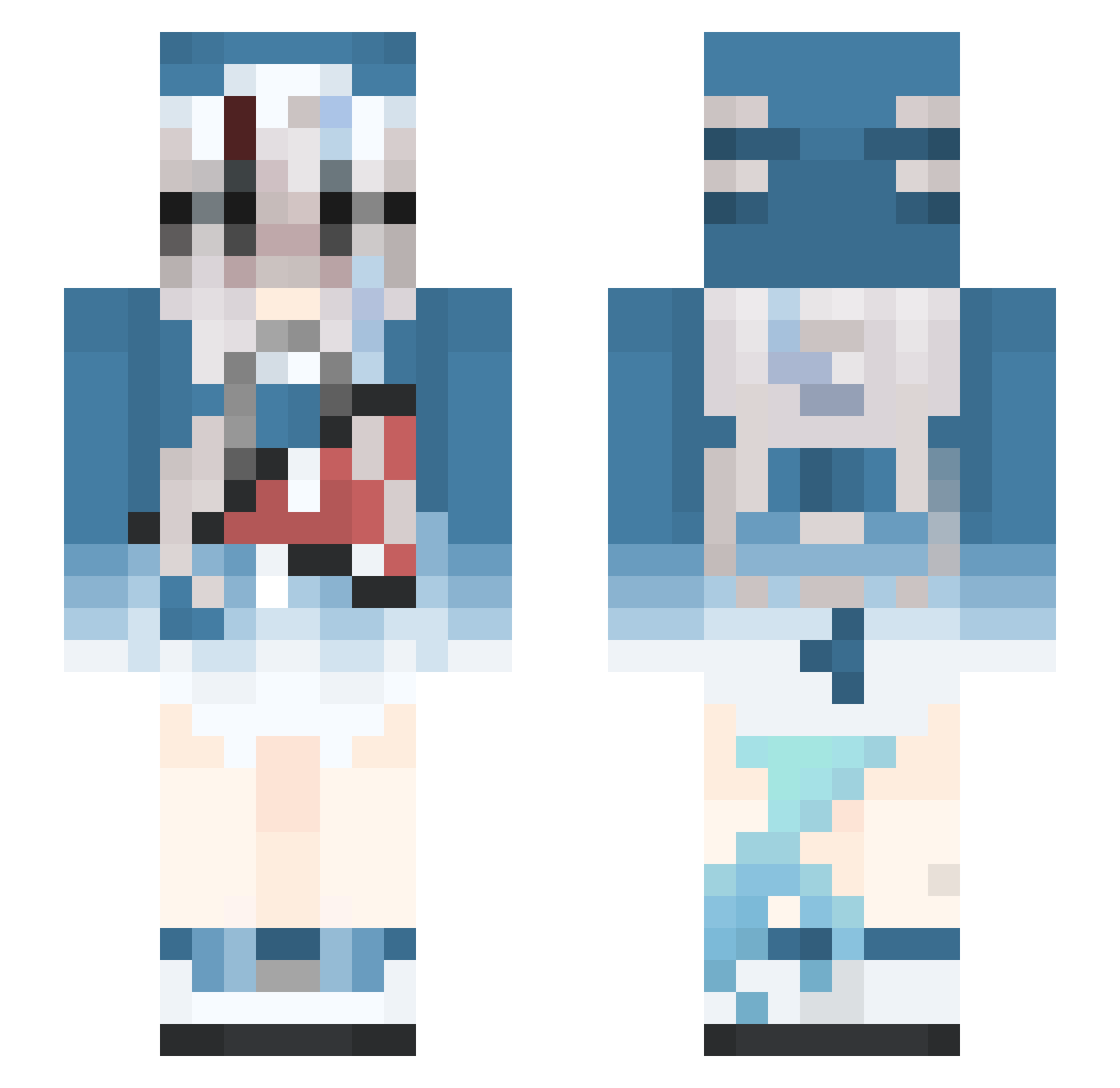 SirNoCoffee Minecraft skin, front and back view