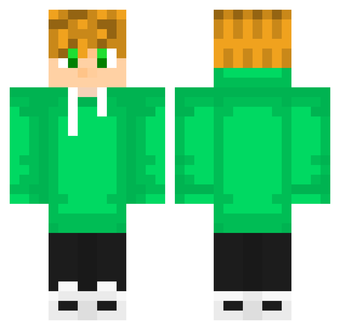 VI0TT0 Minecraft skin, front and back view