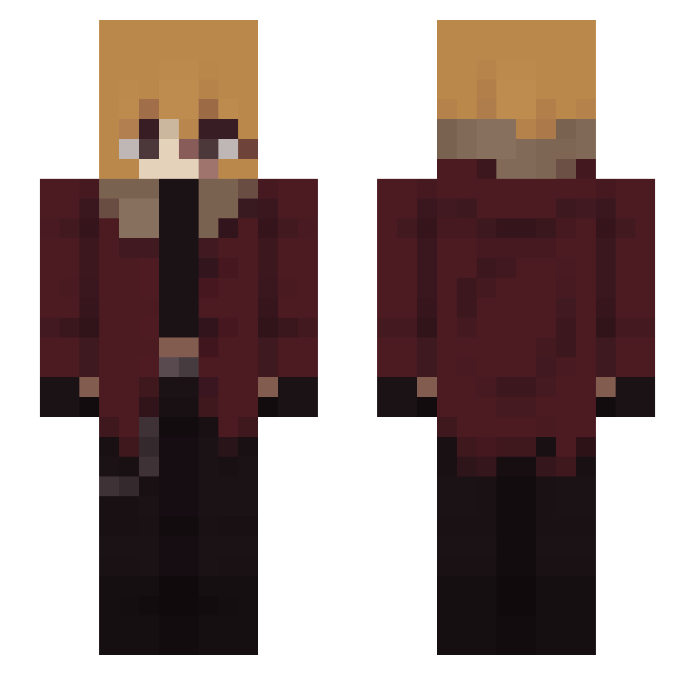 ItzBlackii Minecraft skin, front and back view