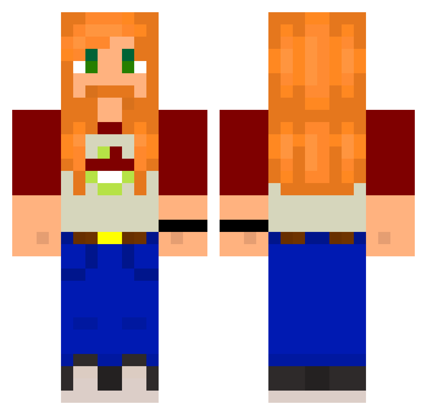 rachet Minecraft skin, front and back view