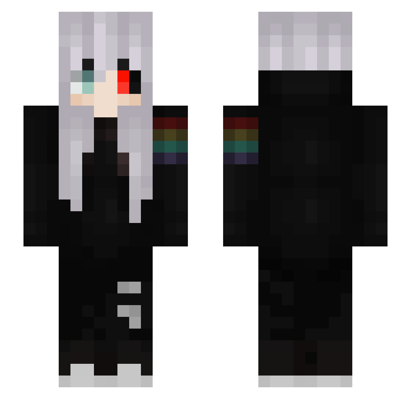 ebz Minecraft skin, front and back view