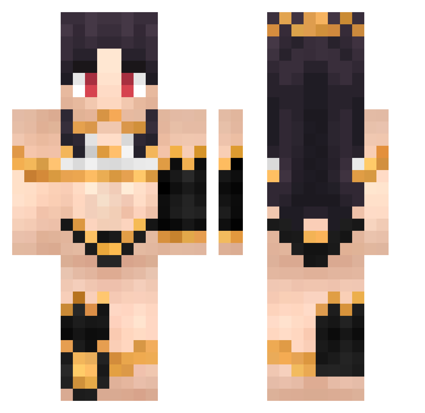 RaidFishy Minecraft skin, front and back view