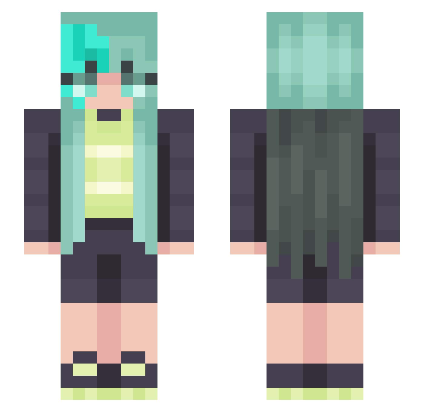 TrixxSplat Minecraft skin, front and back view