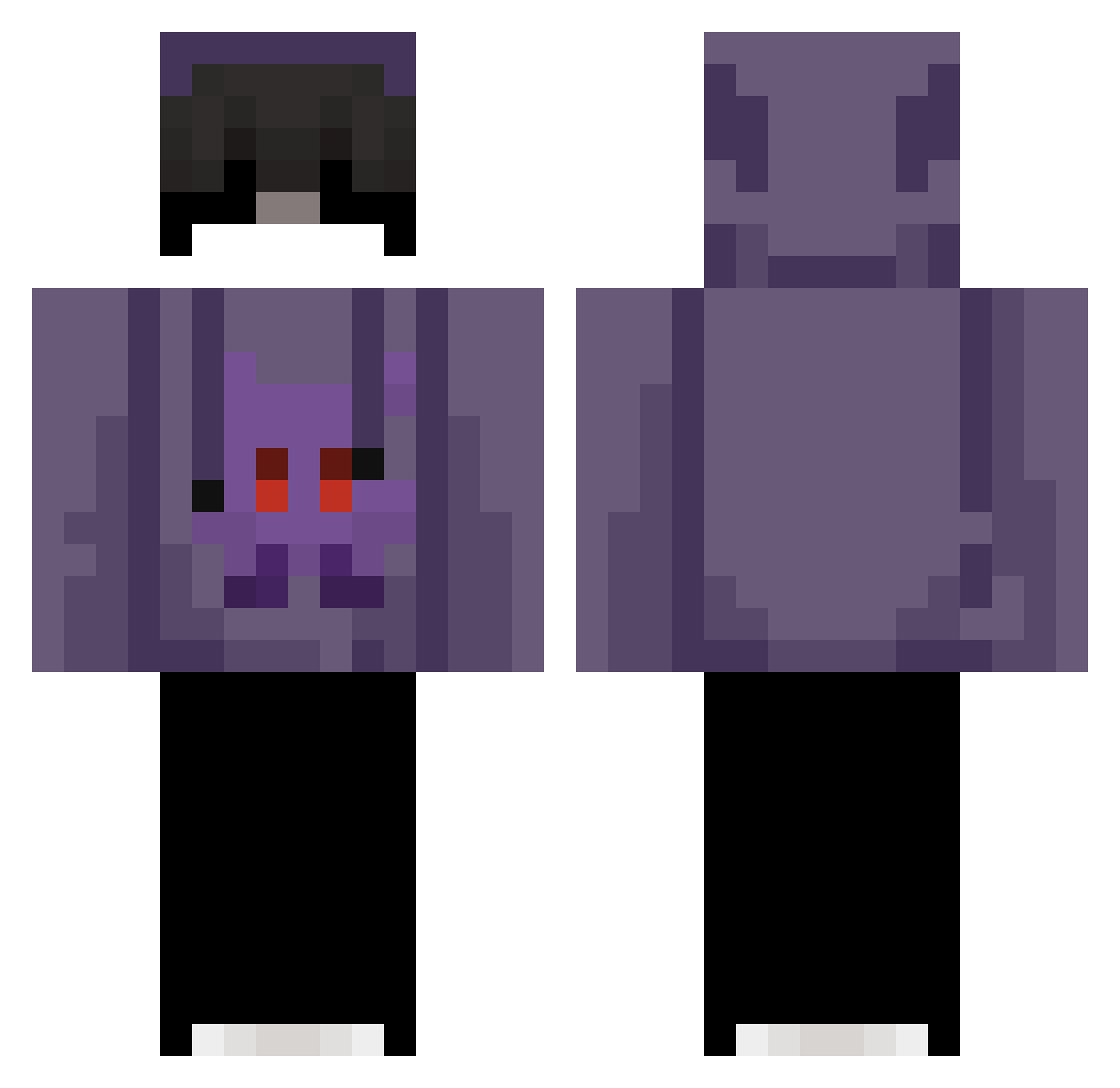 MrEjected Minecraft skin, front and back view