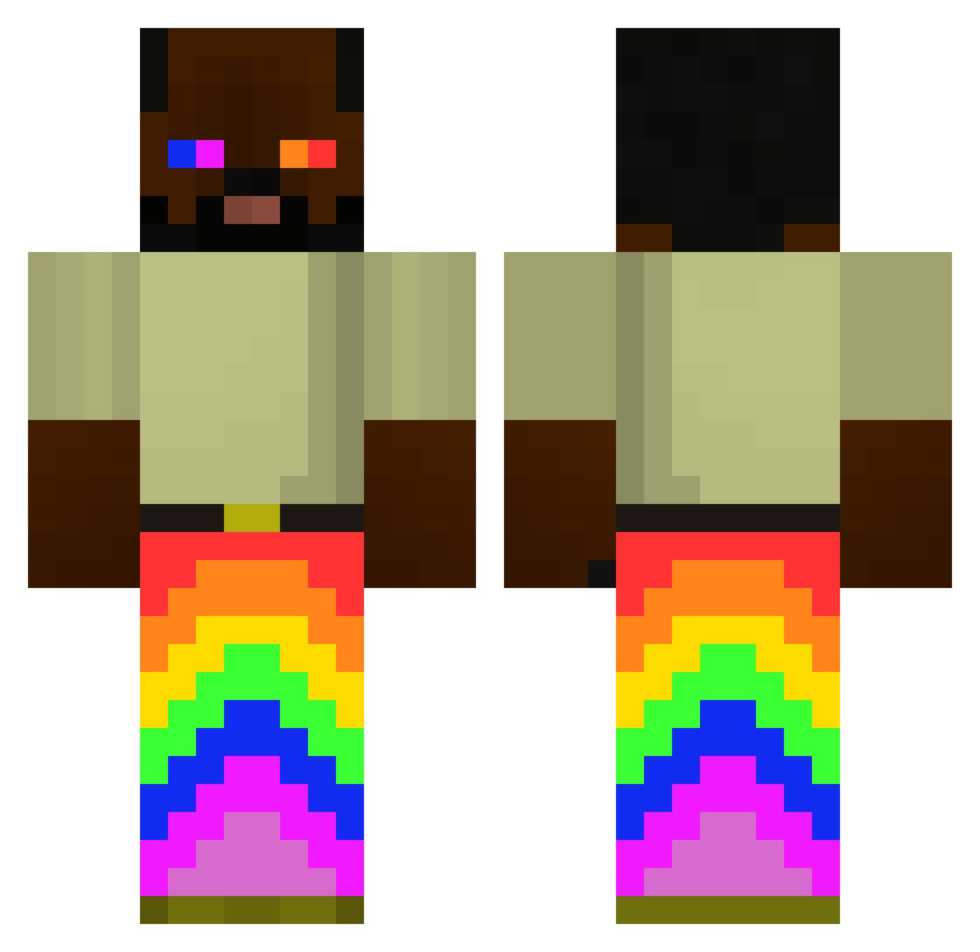 UCA Minecraft skin, front and back view
