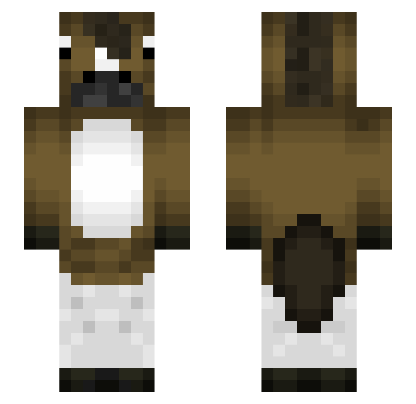 LuckDasPferd Minecraft skin, front and back view