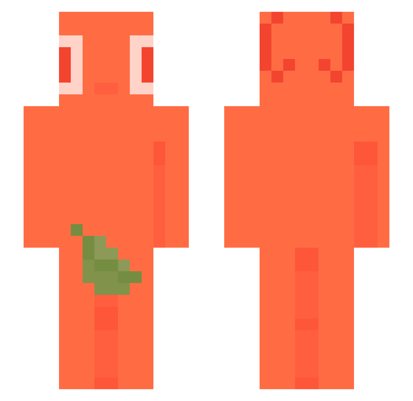 ShrimpyRae Minecraft skin, front and back view