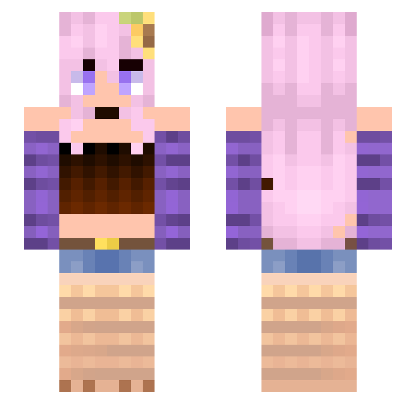 xMepy Minecraft skin, front and back view