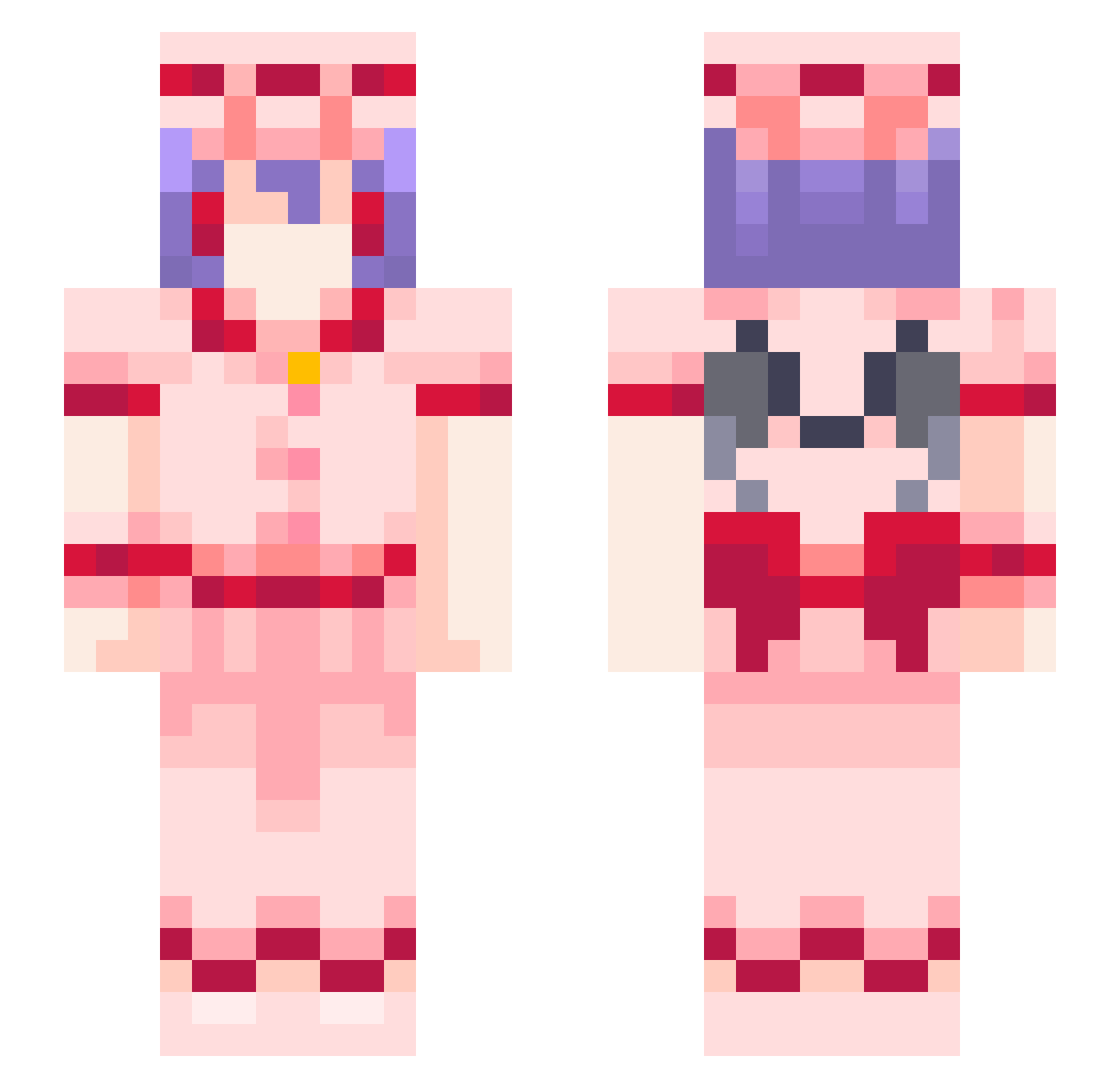 erogurololi Minecraft skin, front and back view