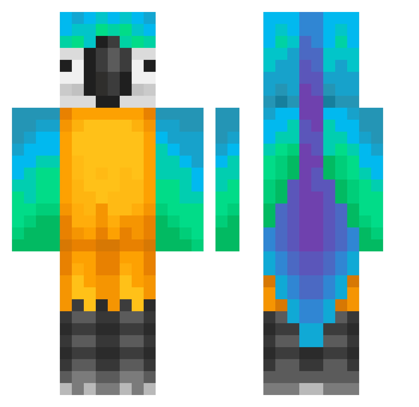 gisaengchung Minecraft skin, front and back view