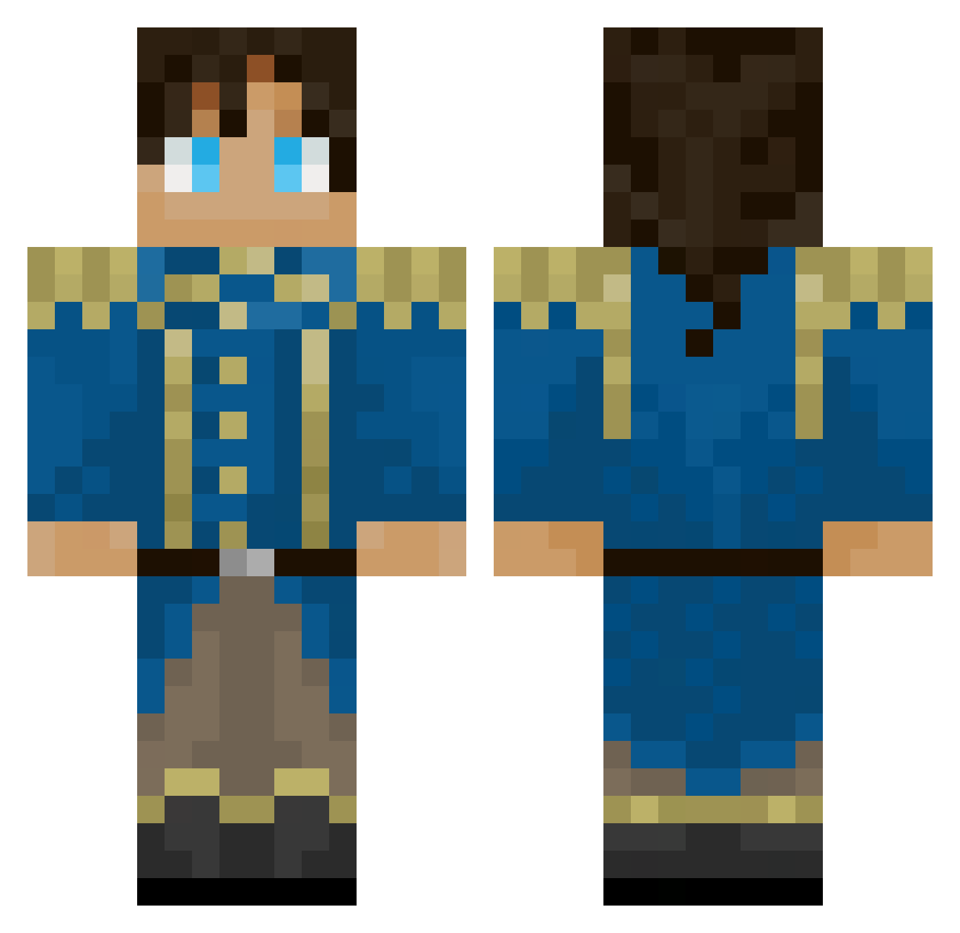 UberMentch Minecraft skin, front and back view