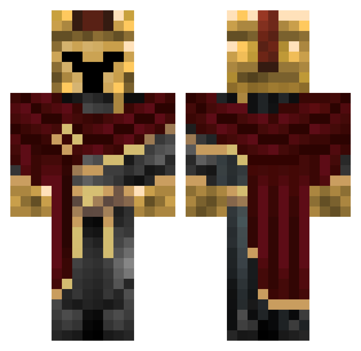 Wazteco Minecraft skin, front and back view