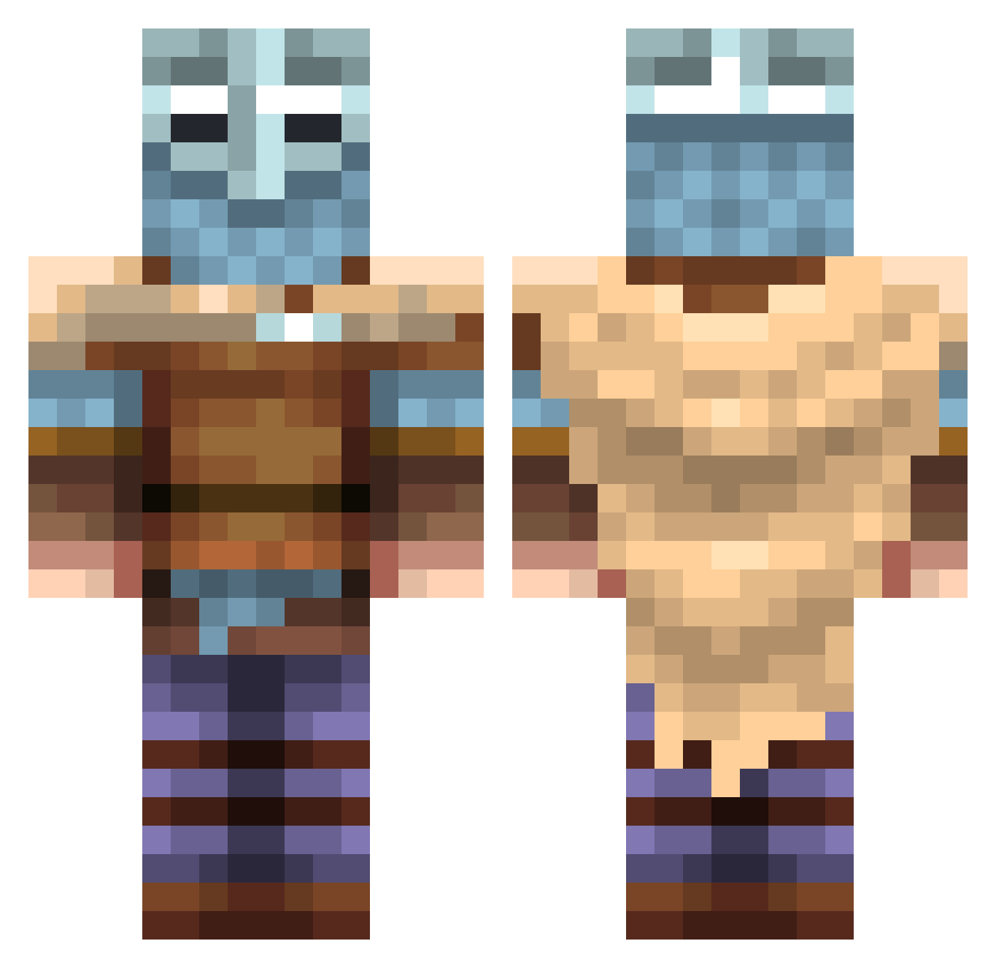 BlackSteelMando Minecraft skin, front and back view