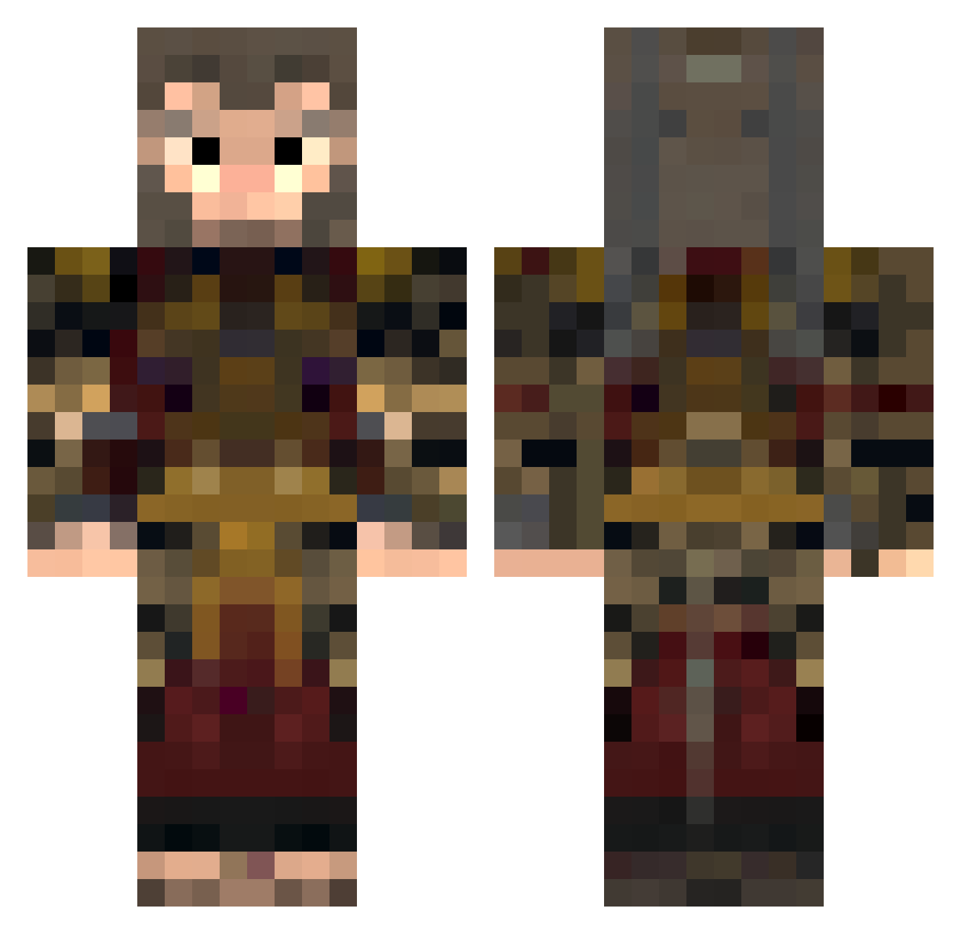 PlayerIsNotPlay Minecraft skin, front and back view