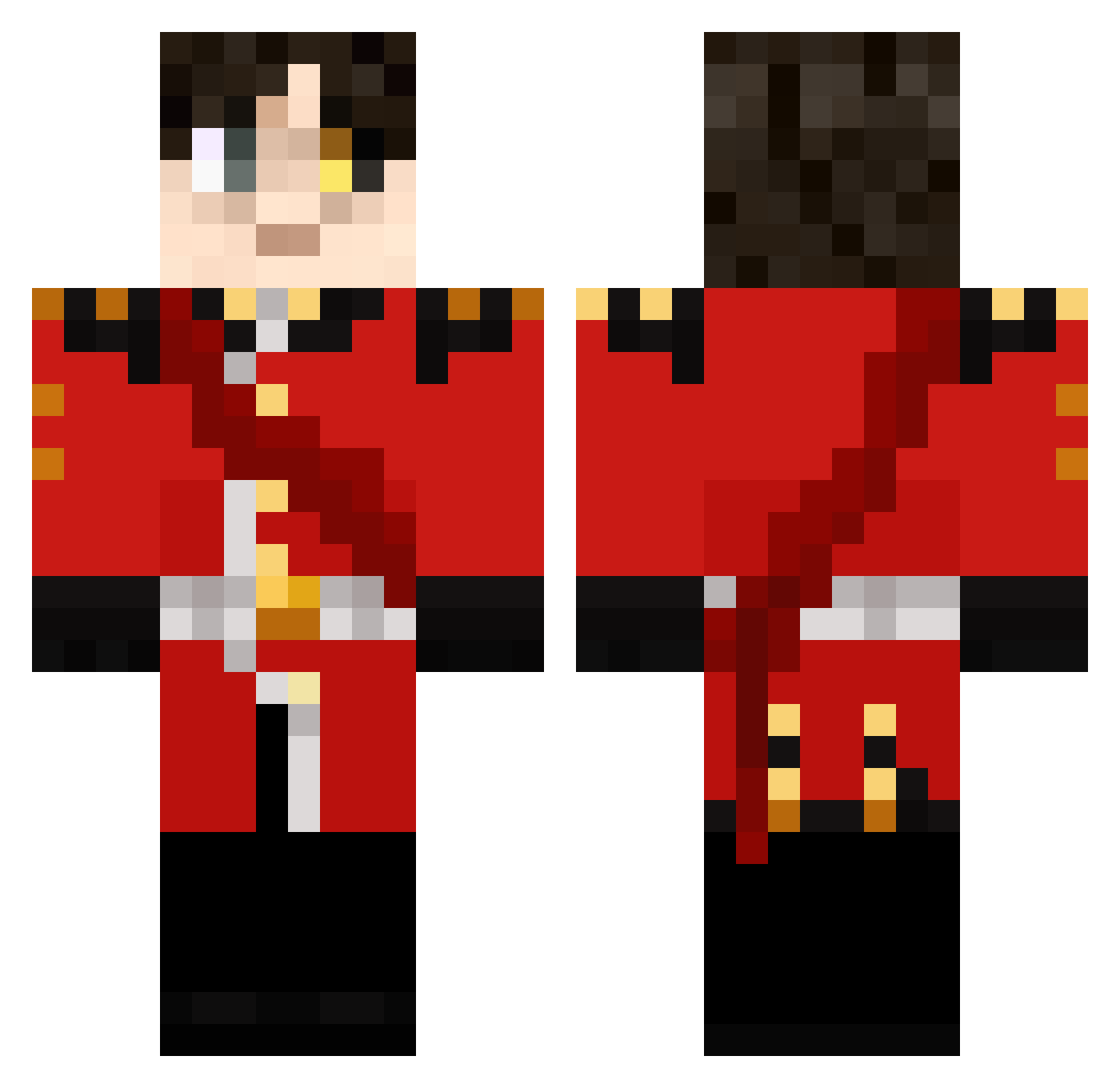 Arforea Minecraft skin, front and back view