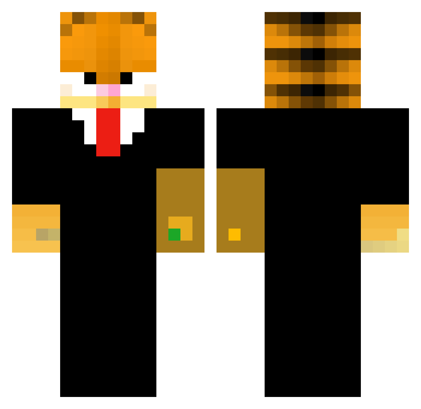 sevyrocks Minecraft skin, front and back view