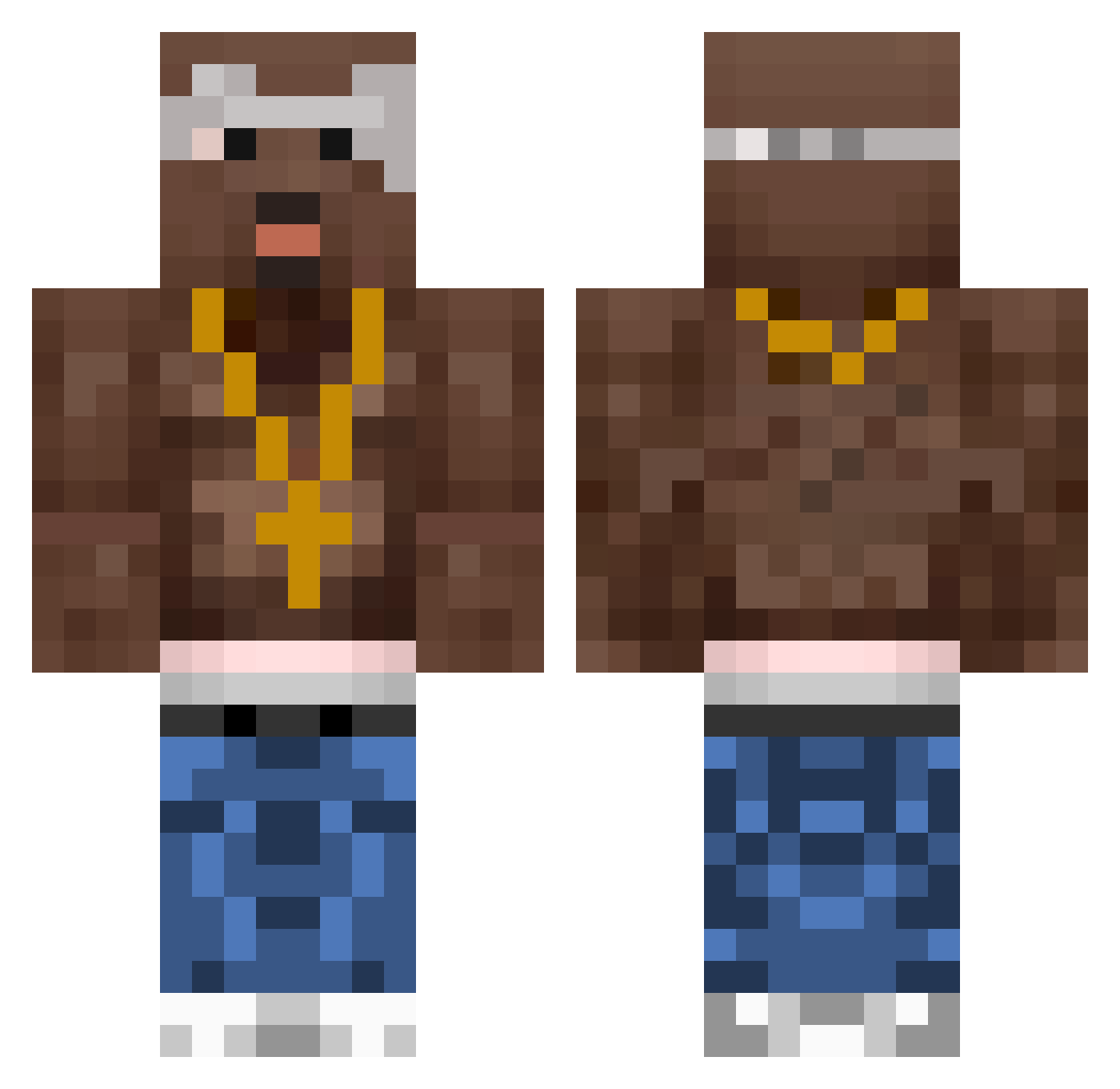 Evanredds Minecraft skin, front and back view