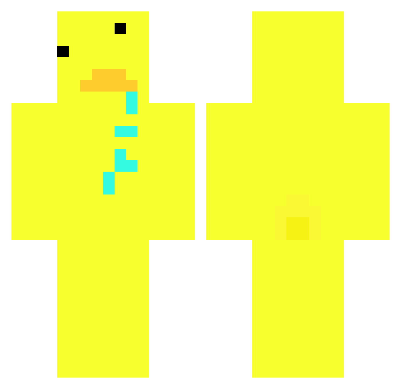 CoolerColbie Minecraft skin, front and back view