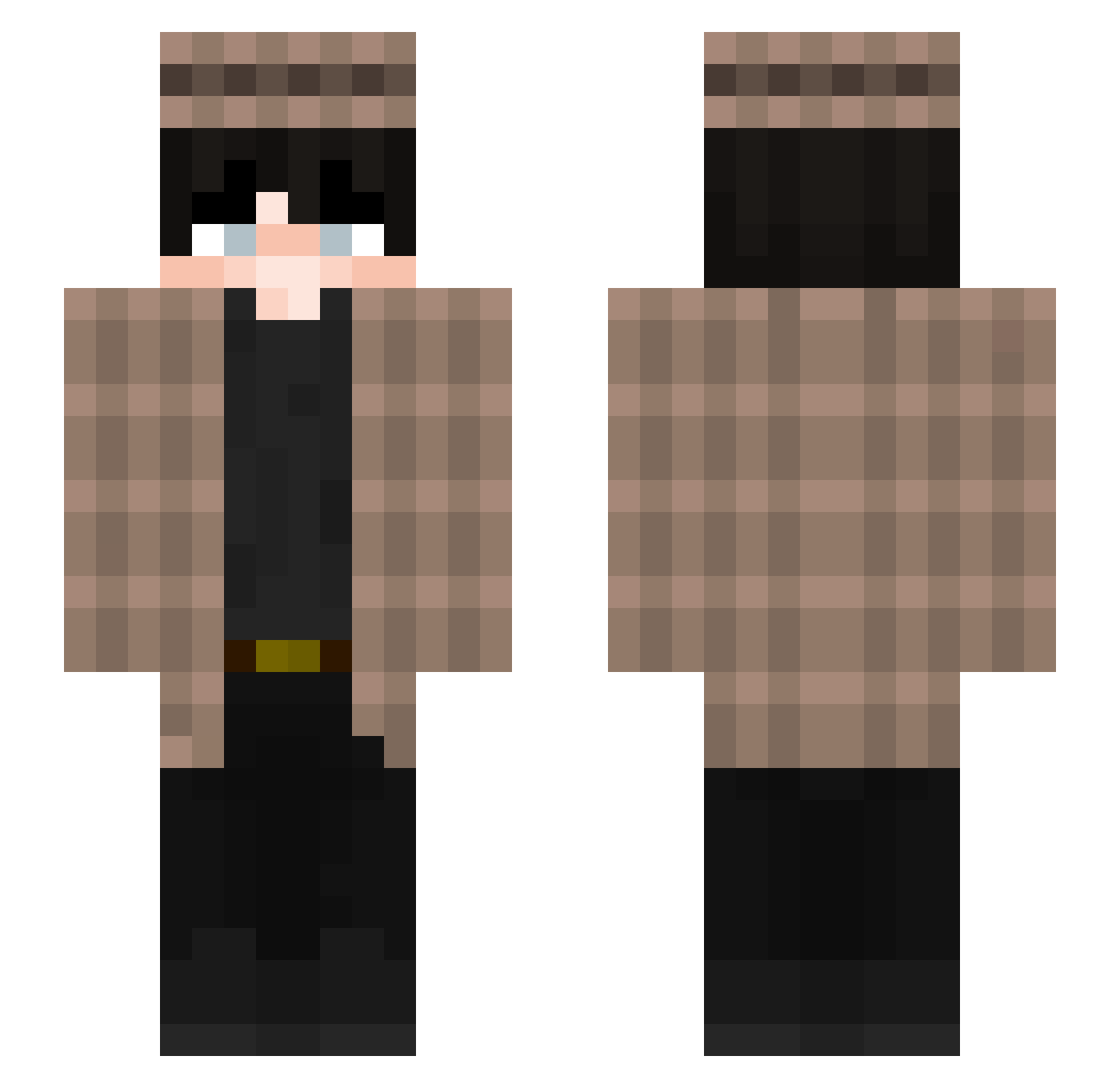 PhxlUwU Minecraft skin, front and back view