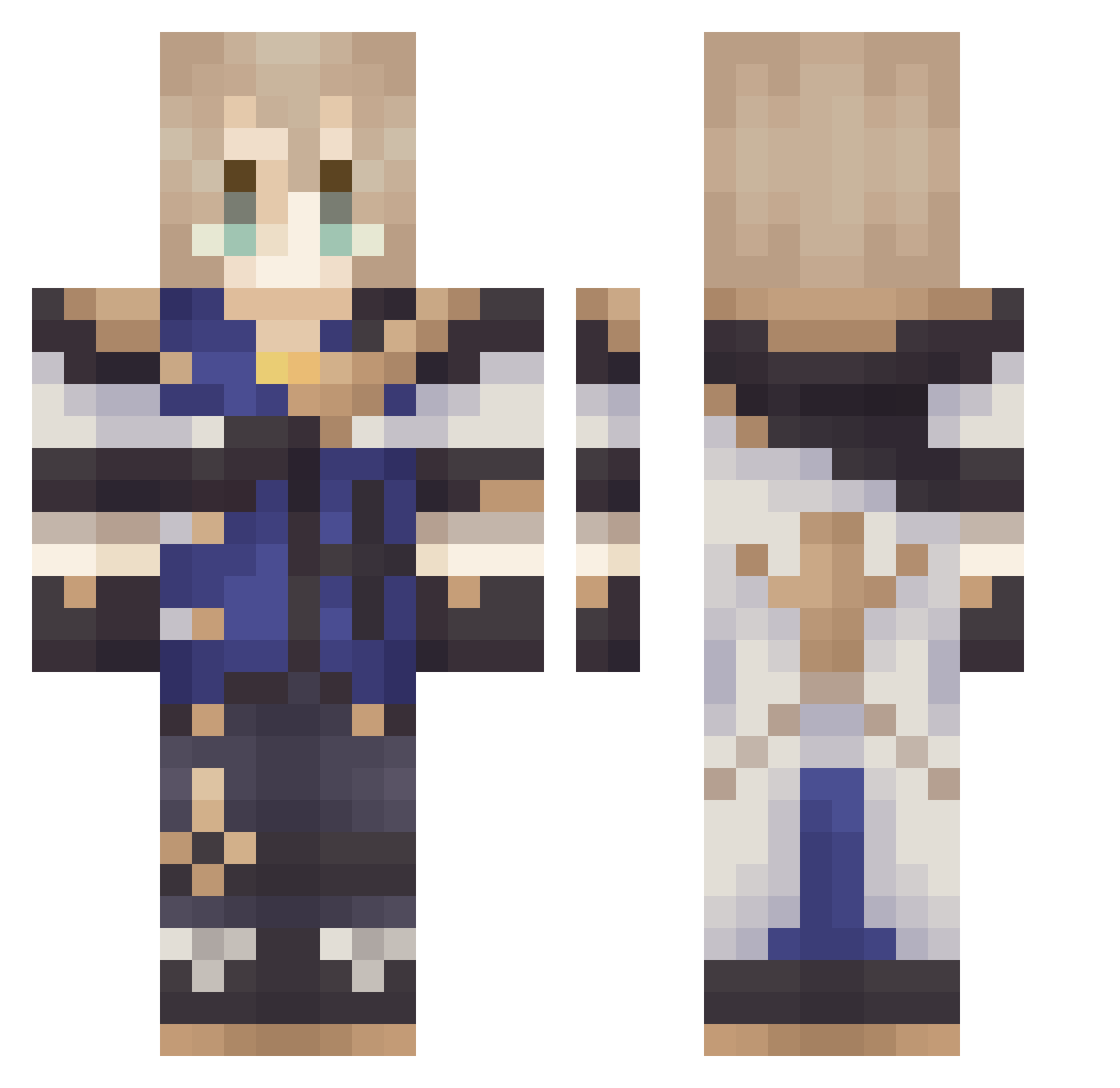 dawangfangpi Minecraft skin, front and back view