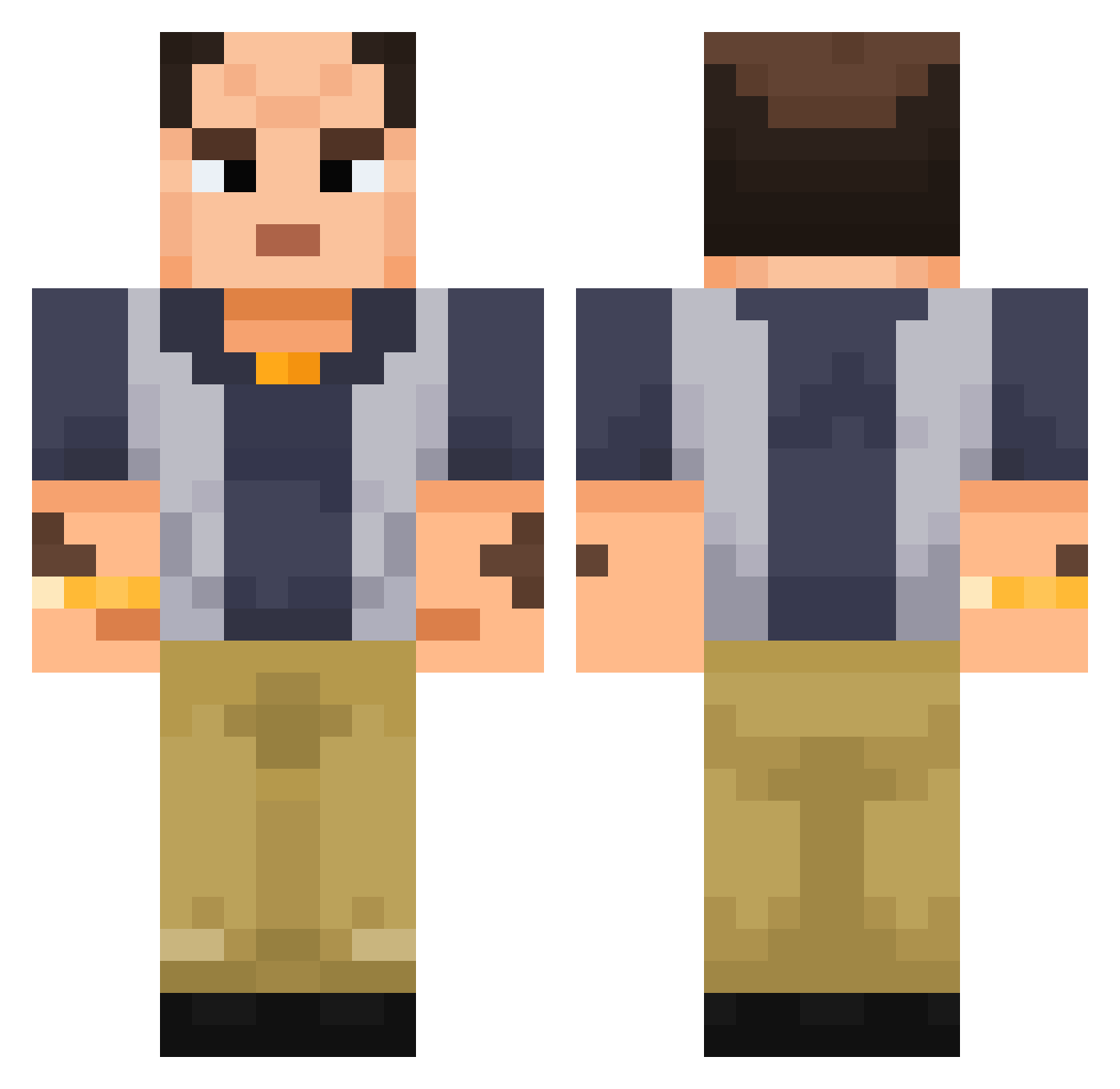 WillyNordwrench Minecraft skin, front and back view