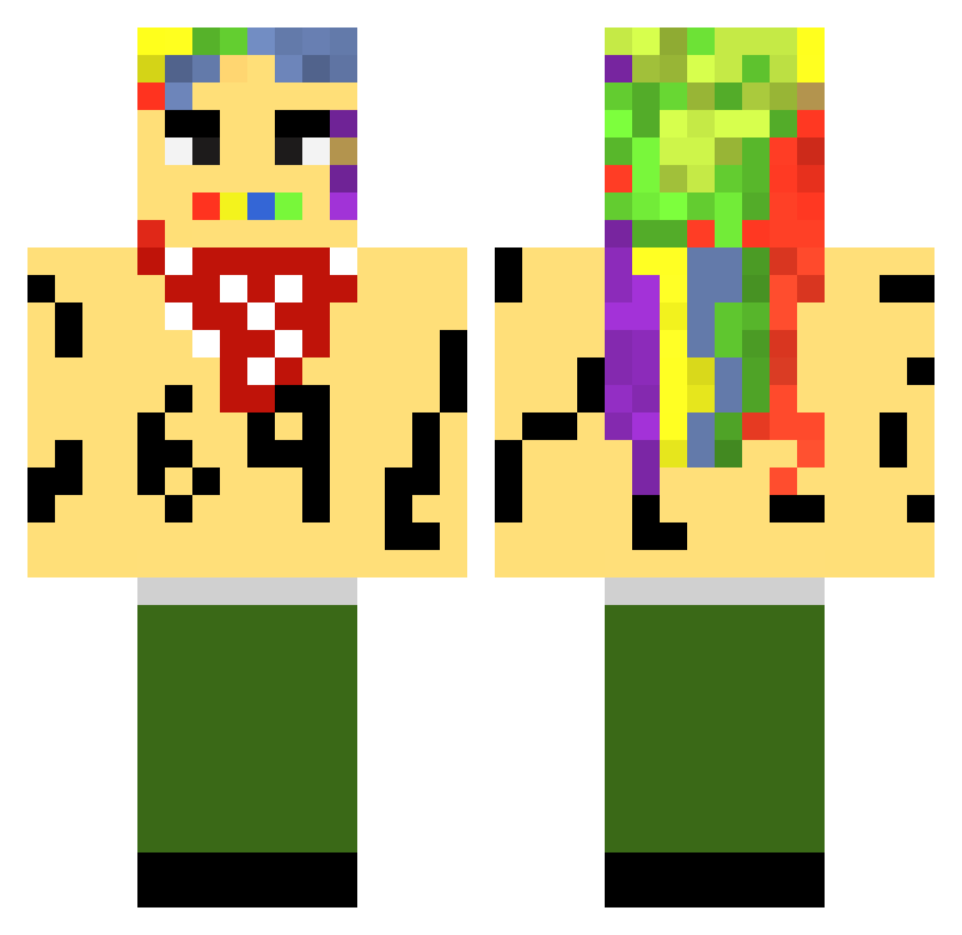 moneyfraud Minecraft skin, front and back view