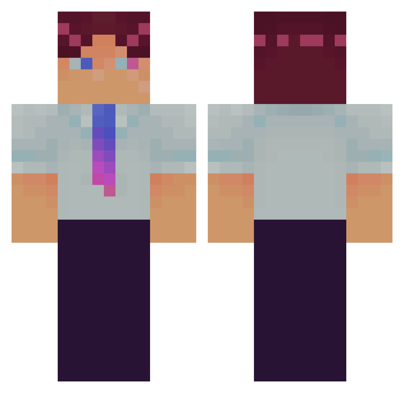 Nirdonite Minecraft skin, front and back view