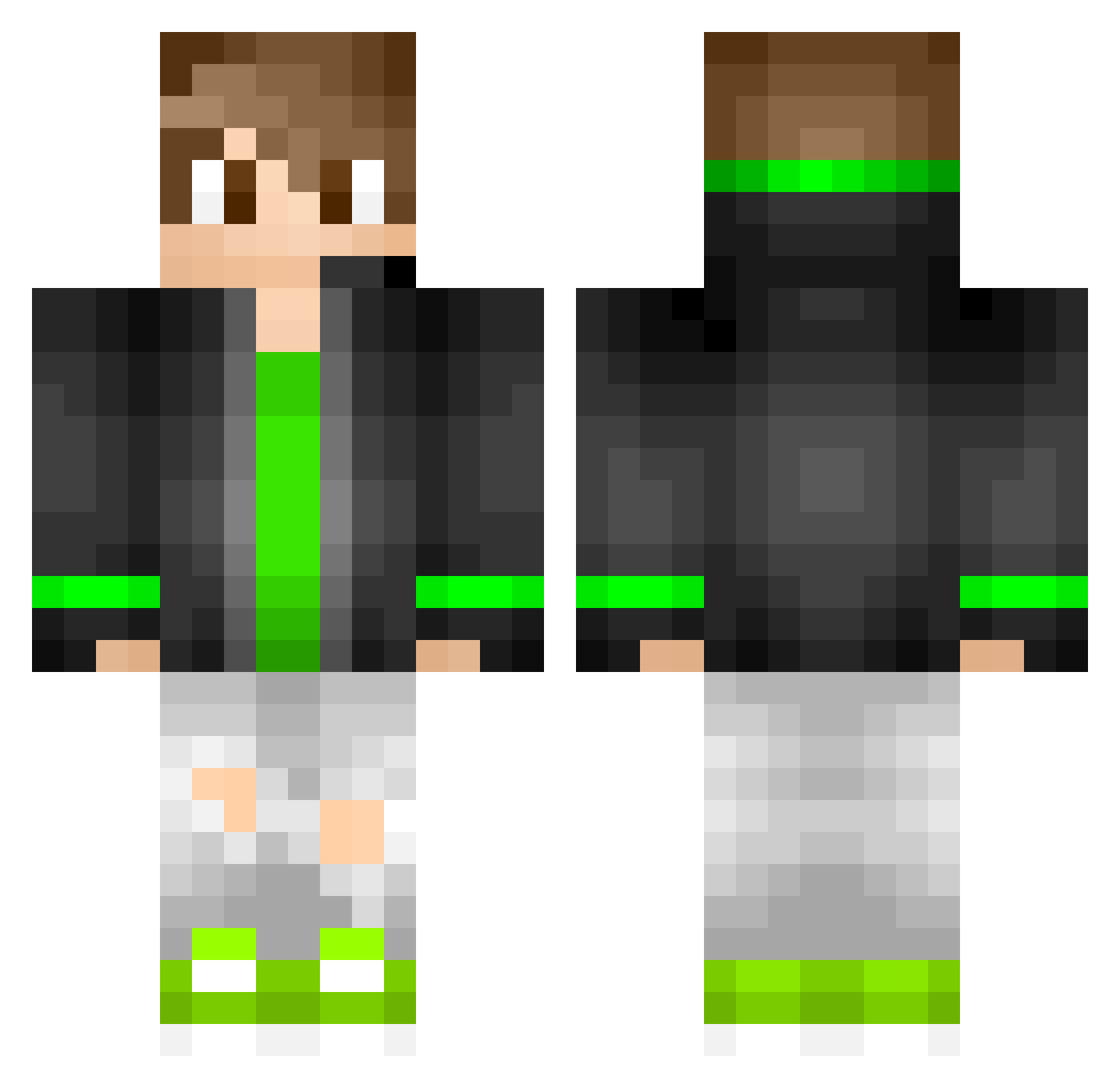 Unlilklyclub132 Minecraft skin, front and back view