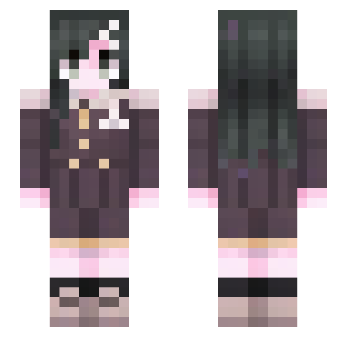 N4ryo Minecraft skin, front and back view