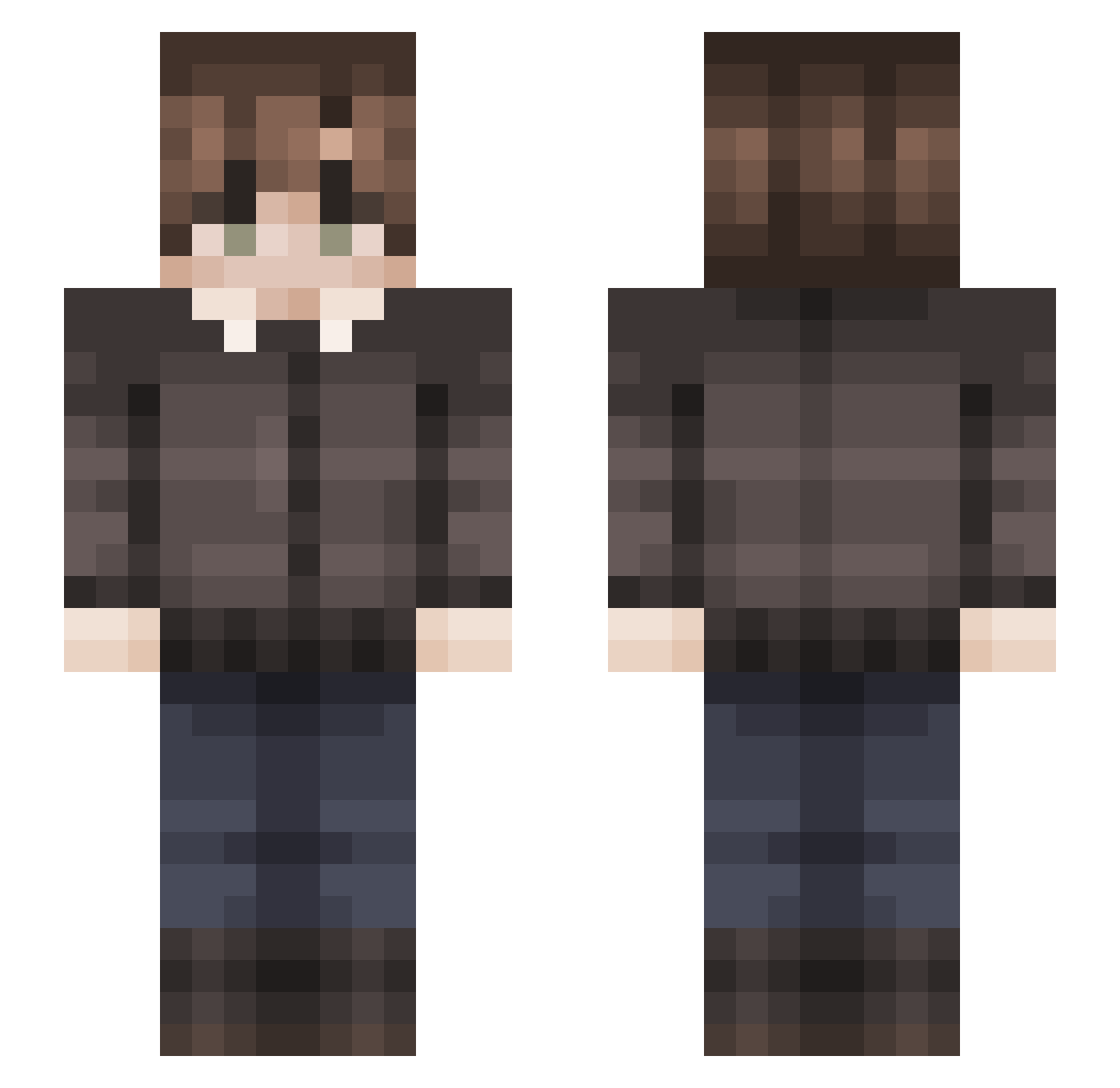 XiiaoShun Minecraft skin, front and back view