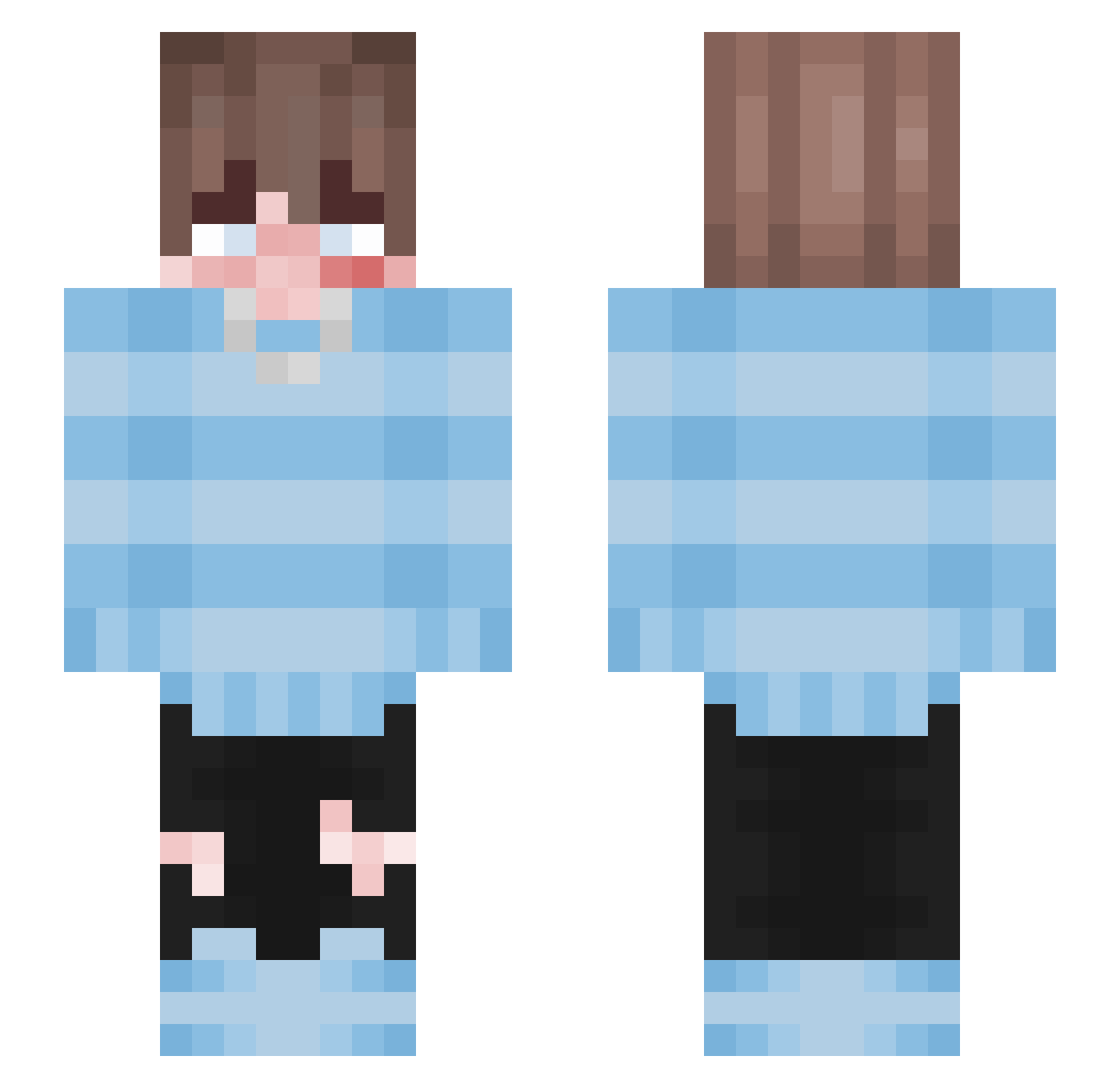 yarux Minecraft skin, front and back view
