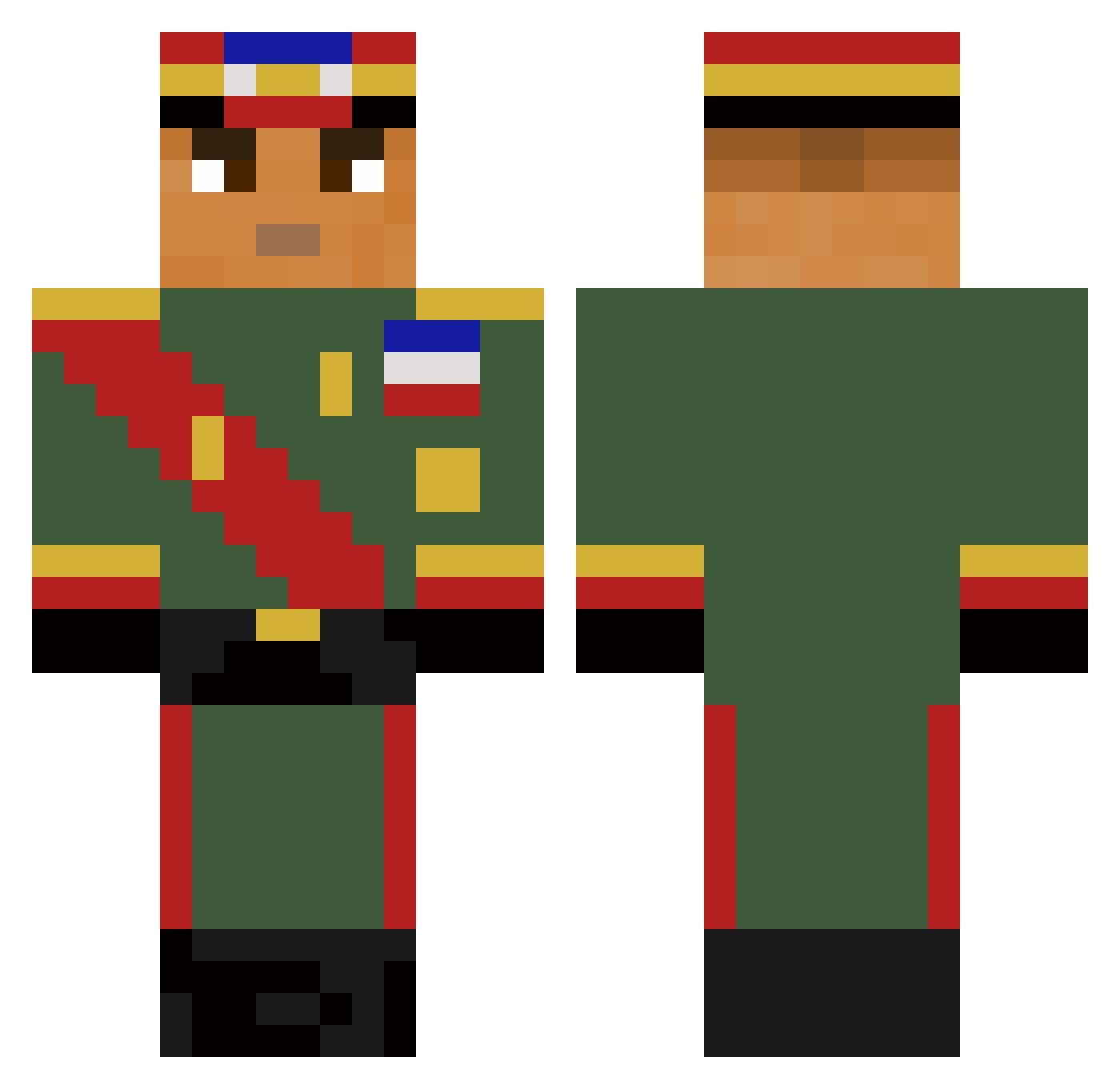 therubex Minecraft skin, front and back view